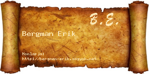 Bergman Erik névjegykártya